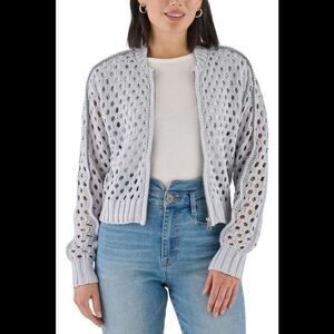 La Joie Crochet Stitch Bomber Jacket Gray Dawn - Regular